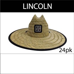STRAW HAT WIDE BRIM LINCOLN - 24 PACK