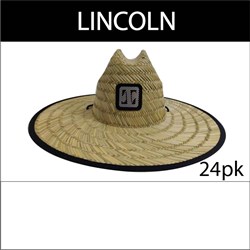 Black Tag Straw Hat Pack - Lincoln - 24 Pack