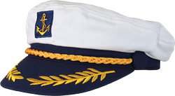 "Black Ice Captains Hat - White/Navy, OSFM"