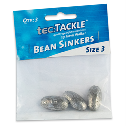 JW Tec Tackle Bean Sinkers #3 3PCS