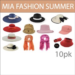 Mia Fashion Summer Hats - 10 Pack