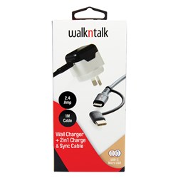 WNT USB-A Wall Charger   2in1 Cable