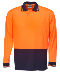 Hi Vis Long Sleeve Polo Orange-2XL