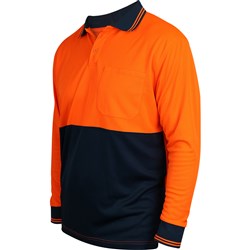 Hi Vis Long Sleeve Polo Orange - L