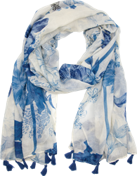 "Maxine Printed Scarf - Blue, OSFM"