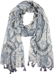 "Maxine Printed Scarf - Grey, OSFM"