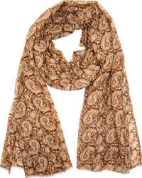 "Maxine Printed Scarf - Tan, OSFM"