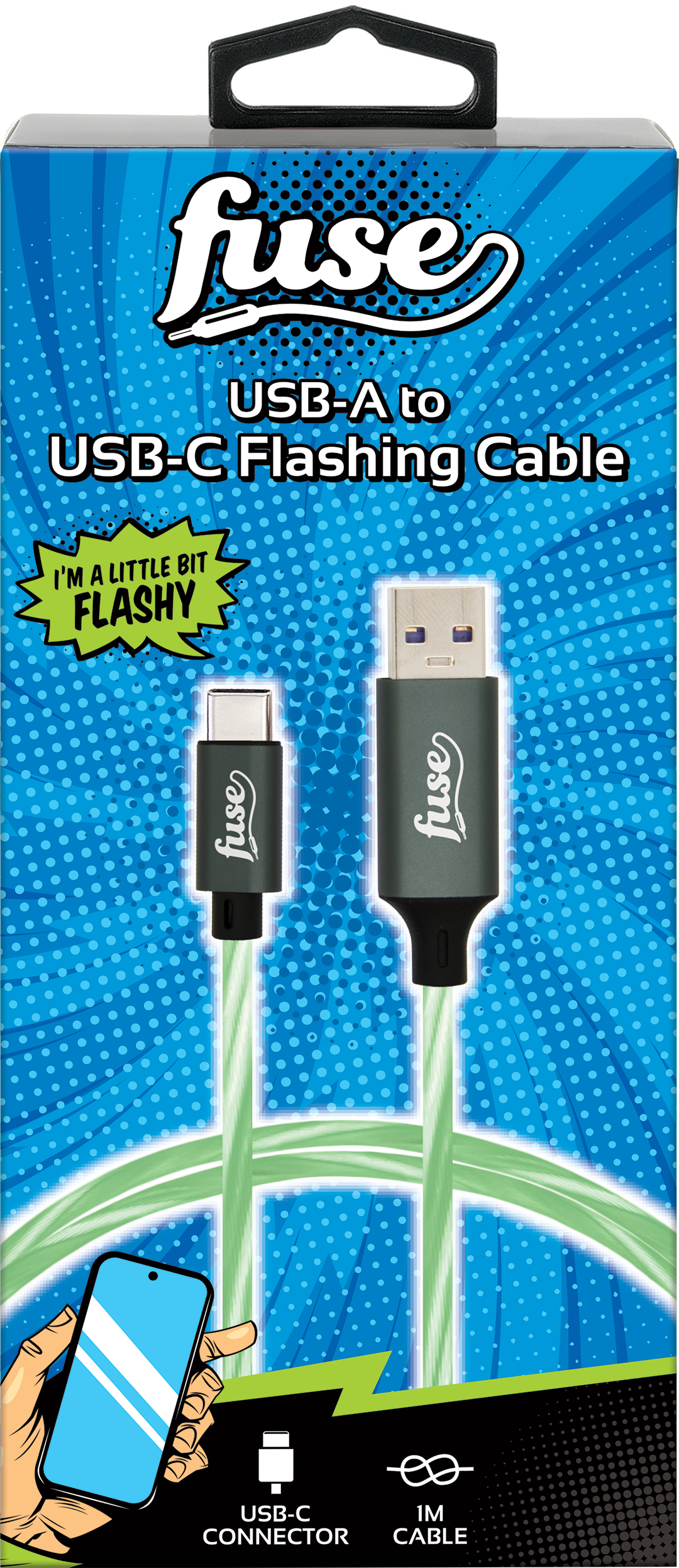 Sync Cable - Fuse USB-A to USB-C Cable LED Green - Pacific