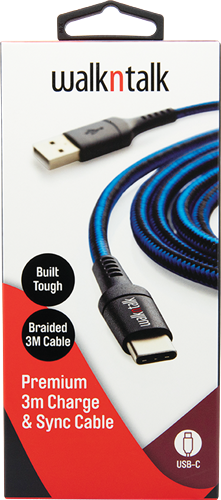 WNT 3m USB-A to USB-C Cable Blue