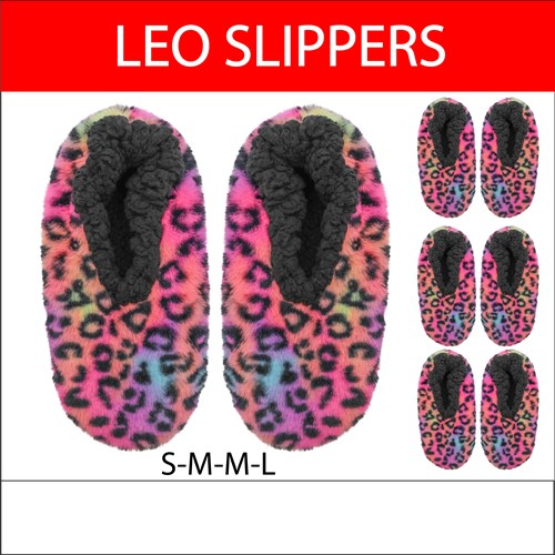 Aerial AW24 Leopard Slippers - 4 Pairs