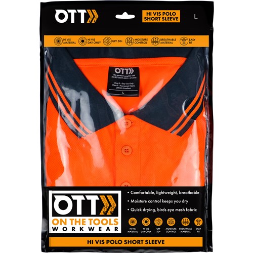 Hi Vis Short Sleeve Polo Orange - L