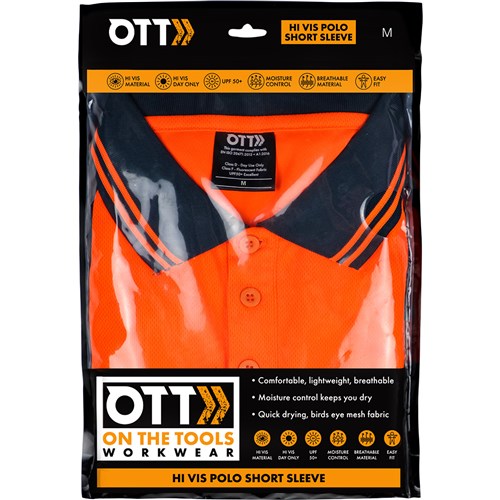 Hi Vis Short Sleeve Polo Orange - M