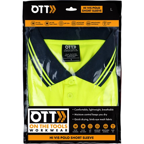 Hi Vis Short Sleeve Polo Yellow - L