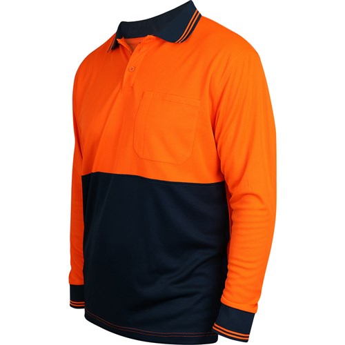Hi Vis Long Sleeve Polo Orange - XL
